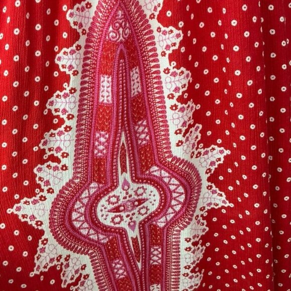 Sundress Boho Breezy Stretchy Smocked Bodice Indian Gauzy Material Red Pink OS - Picture 11 of 16